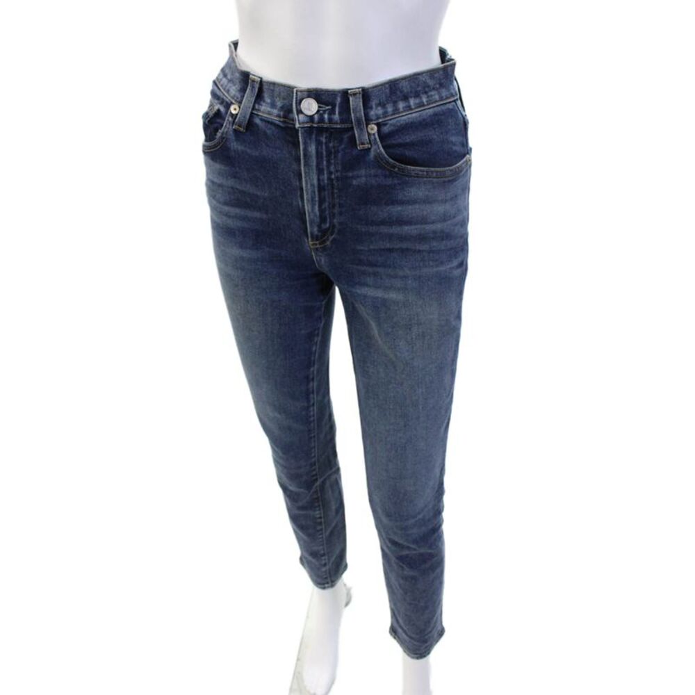 Le Jean Womens Ankle Skinny Dark Blue Jeans Button Size 26
